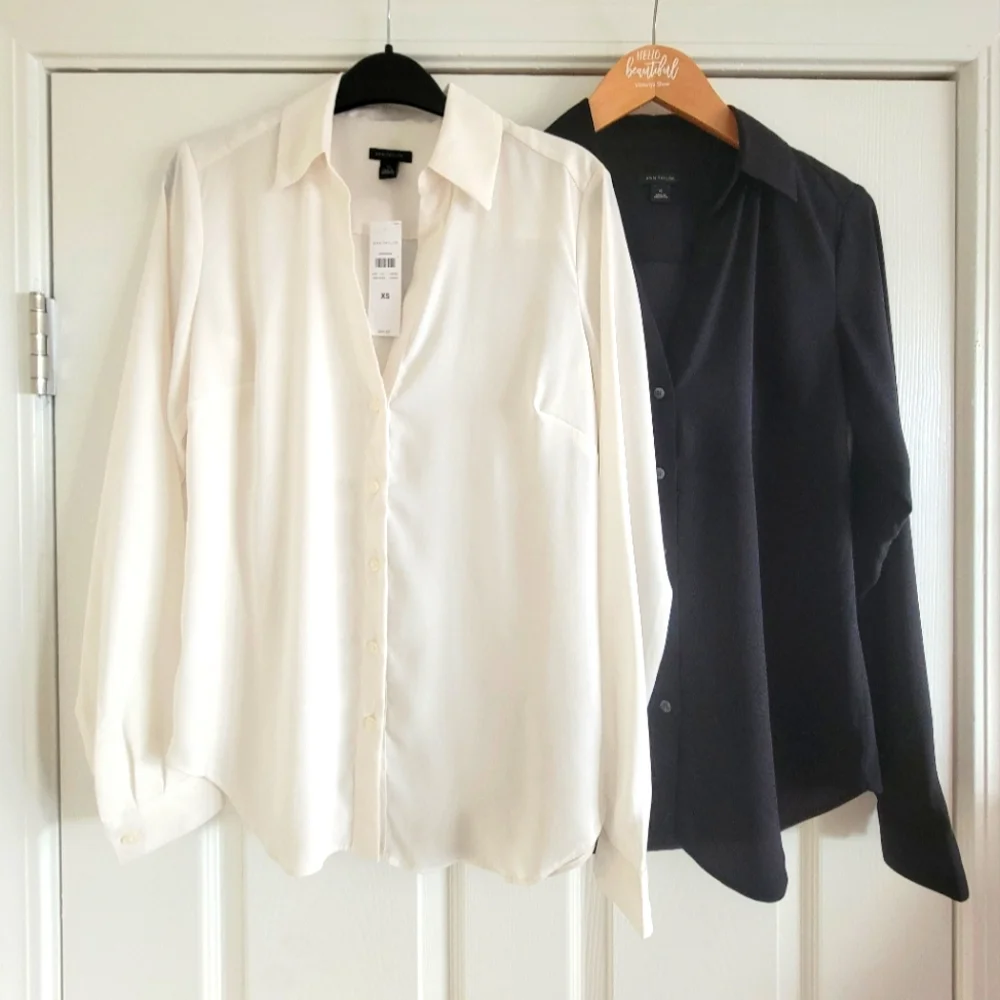 Ann Taylor Cream and Black Blouses (NWOT Black, NWT Cream) - Picture 1 of 16